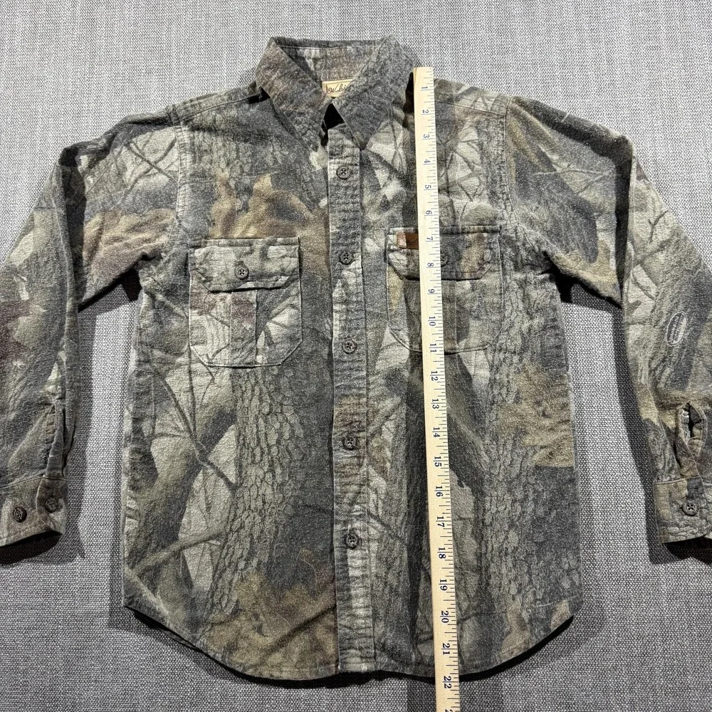 Woolrich‎ Shirt Youth 8-10 Brown Camo Flannel Long Sleeve Button Up Hunting